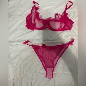 Sheer Hot Pink Lingerie Set - Women Intimates